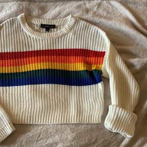 Cropped Rainbow Knit Sweater